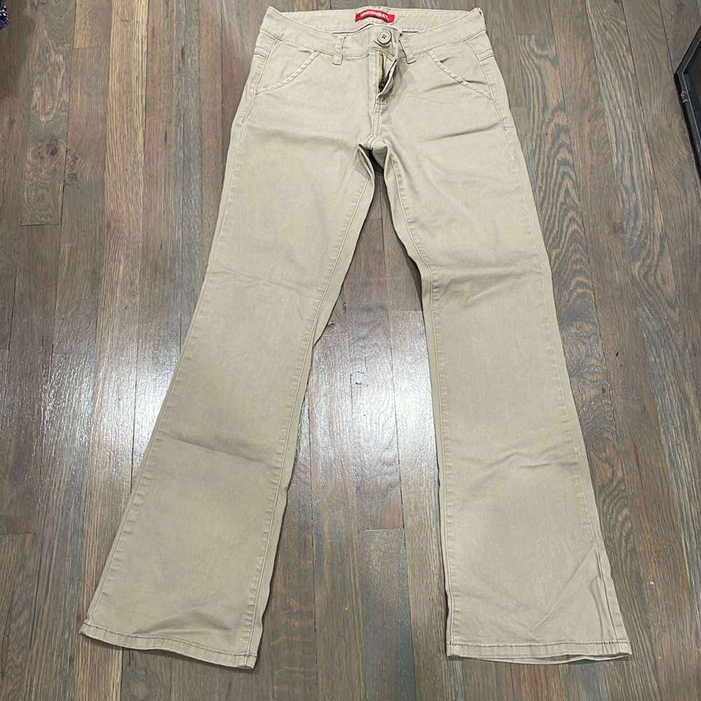 Khaki flare leg pants